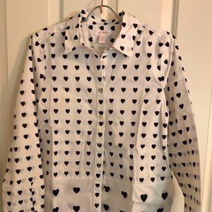 Joe Fresh cotton button down hearts shirt Sz XS/S
